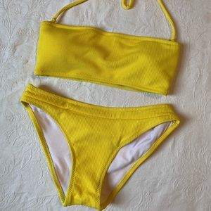 Yellow Ribbed bikini size small